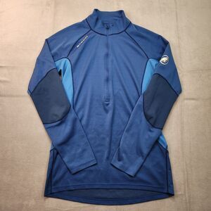 Mammut Aenergy FL Half Zip Shirt Men's L Blue Long Sleeve Baselayer Performance